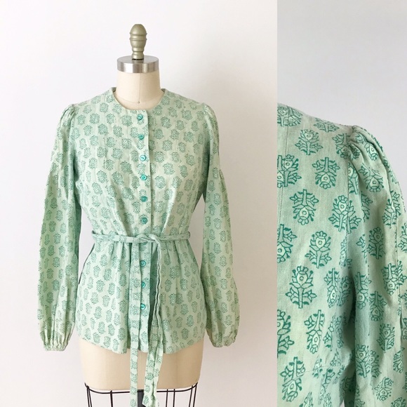 Vintage Tops - 1960s Adini India Imports Peasant Cotton Blouse
